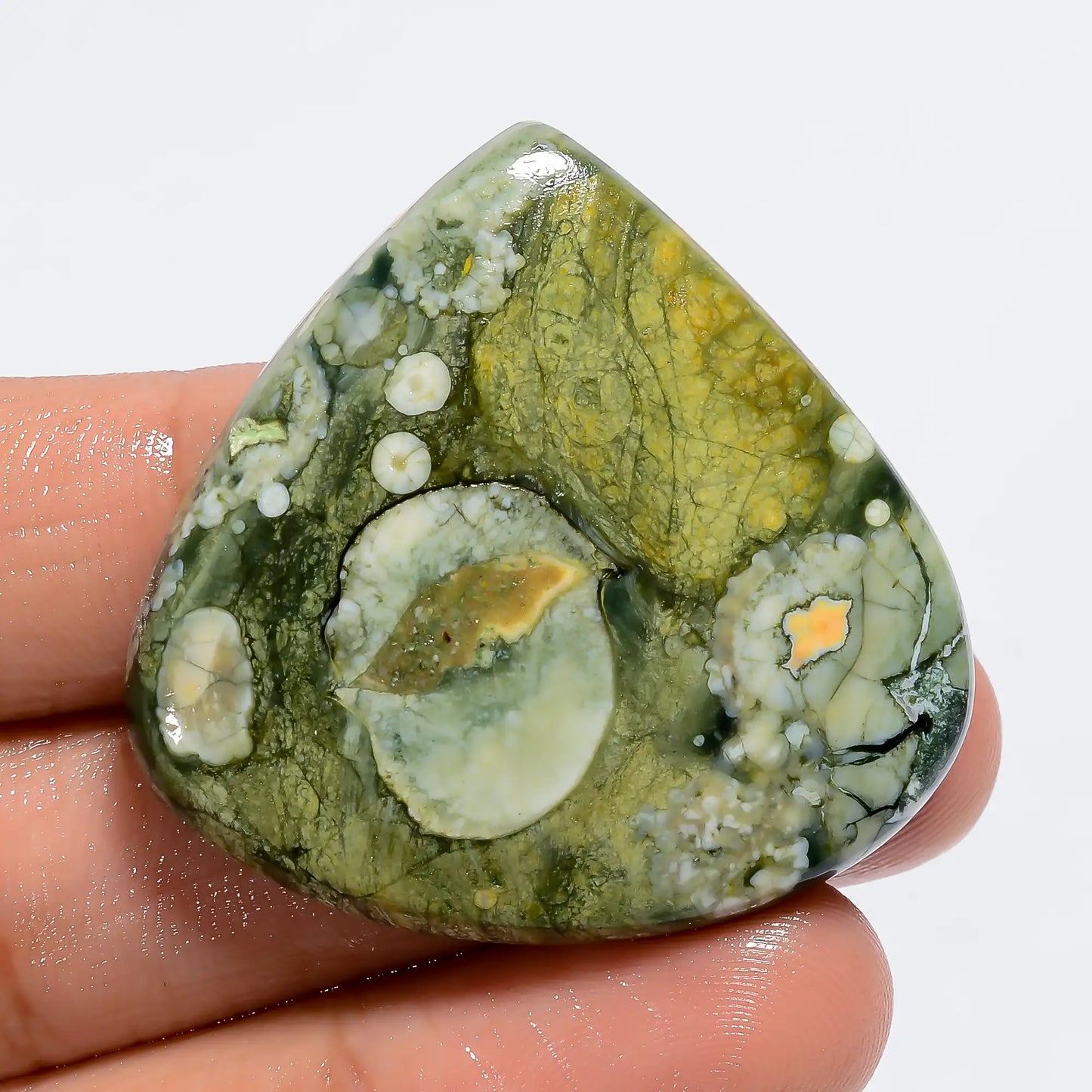 Rhyolite Heart Shape Cabochon Loose Gemstone Natural 52.5 Ct. 36X37X5 mm V-6159