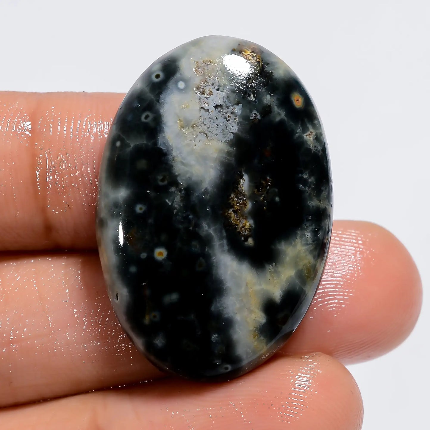 Ocean Jasper Oval Shape Cabochon Loose Gemstone Natural 39 Ct. 31X22X7 mm V-6181