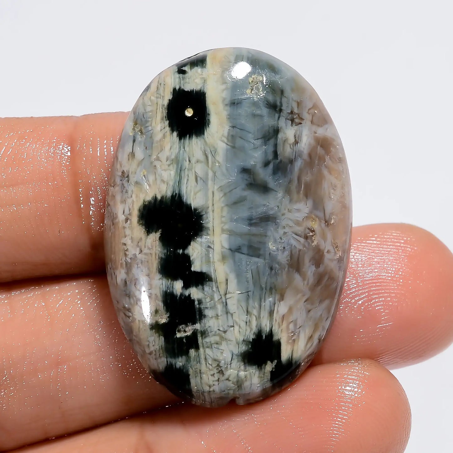 Ocean Jasper Oval Shape Cabochon Loose Gemstone Natural 38.5 Ct. 33X22X6 mm V-6183