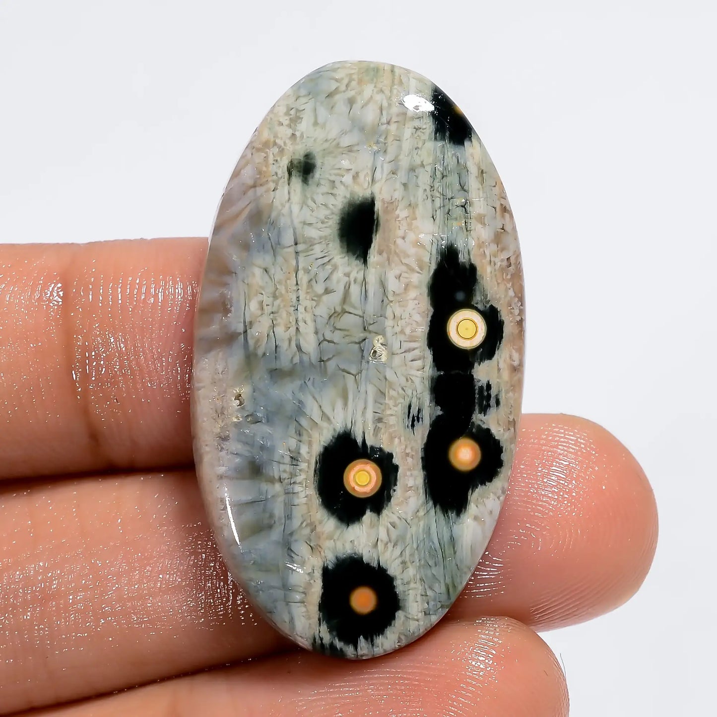 Ocean Jasper Oval Shape Cabochon Loose Gemstone Natural 42 Ct. 37X20X6 mm V-6184