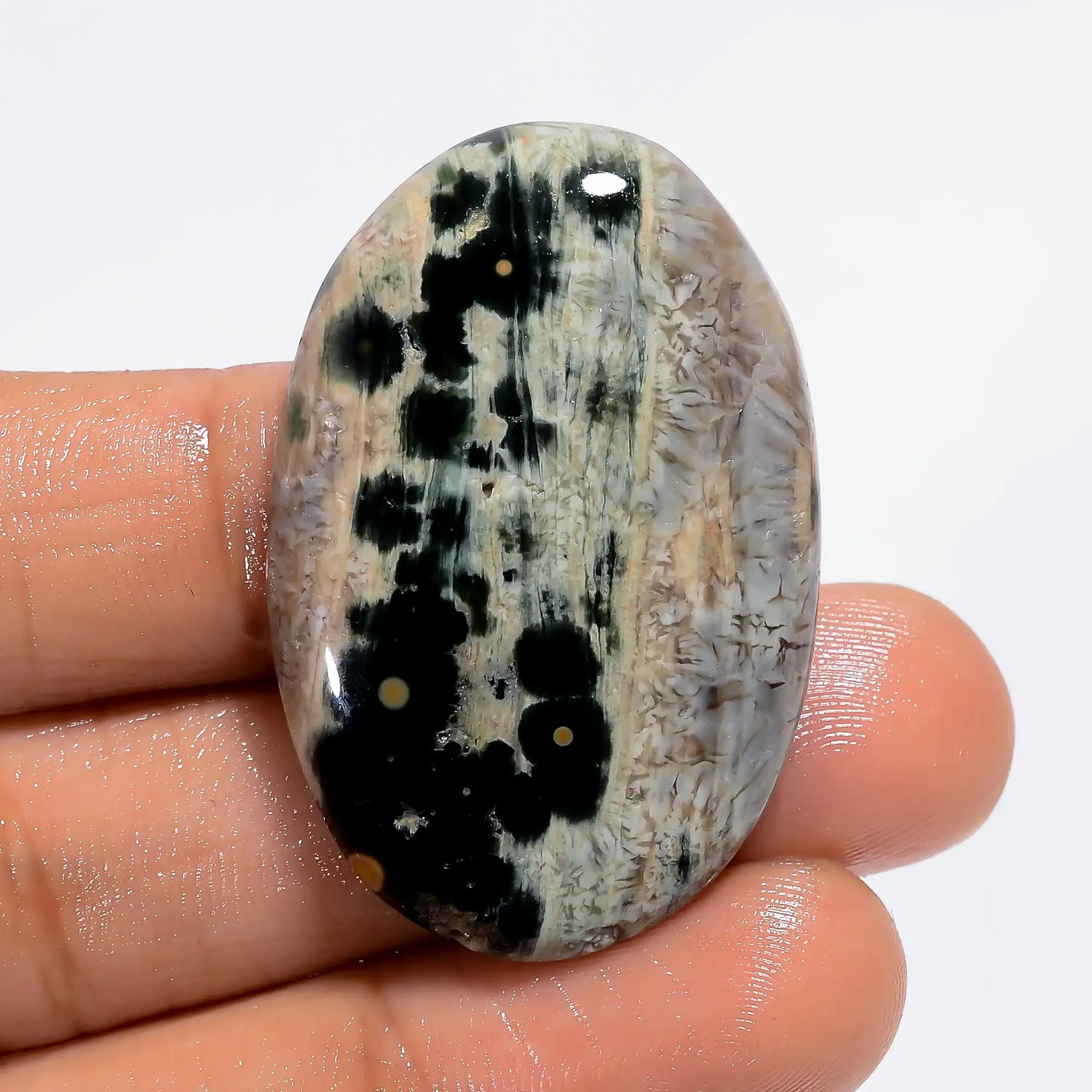 Ocean Jasper Oval Shape Cabochon Loose Gemstone Natural 52 Ct. 38X25X6 mm V-6186