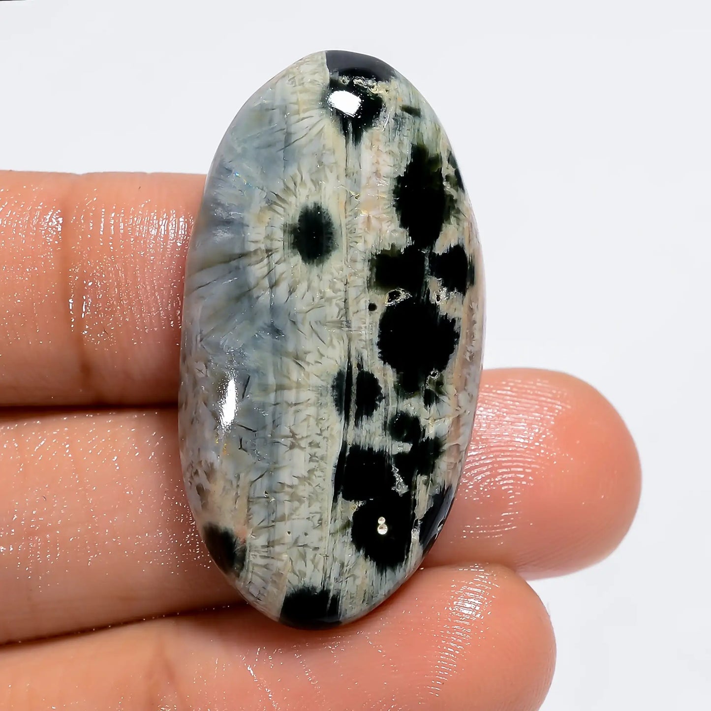Mind Blowing Top Grade Quality 100% Natural Ocean Jasper Oval Shape Cabochon Loose Gemstone For Making Jewelry 39.5 Ct. 36X19X7 mm V-6187