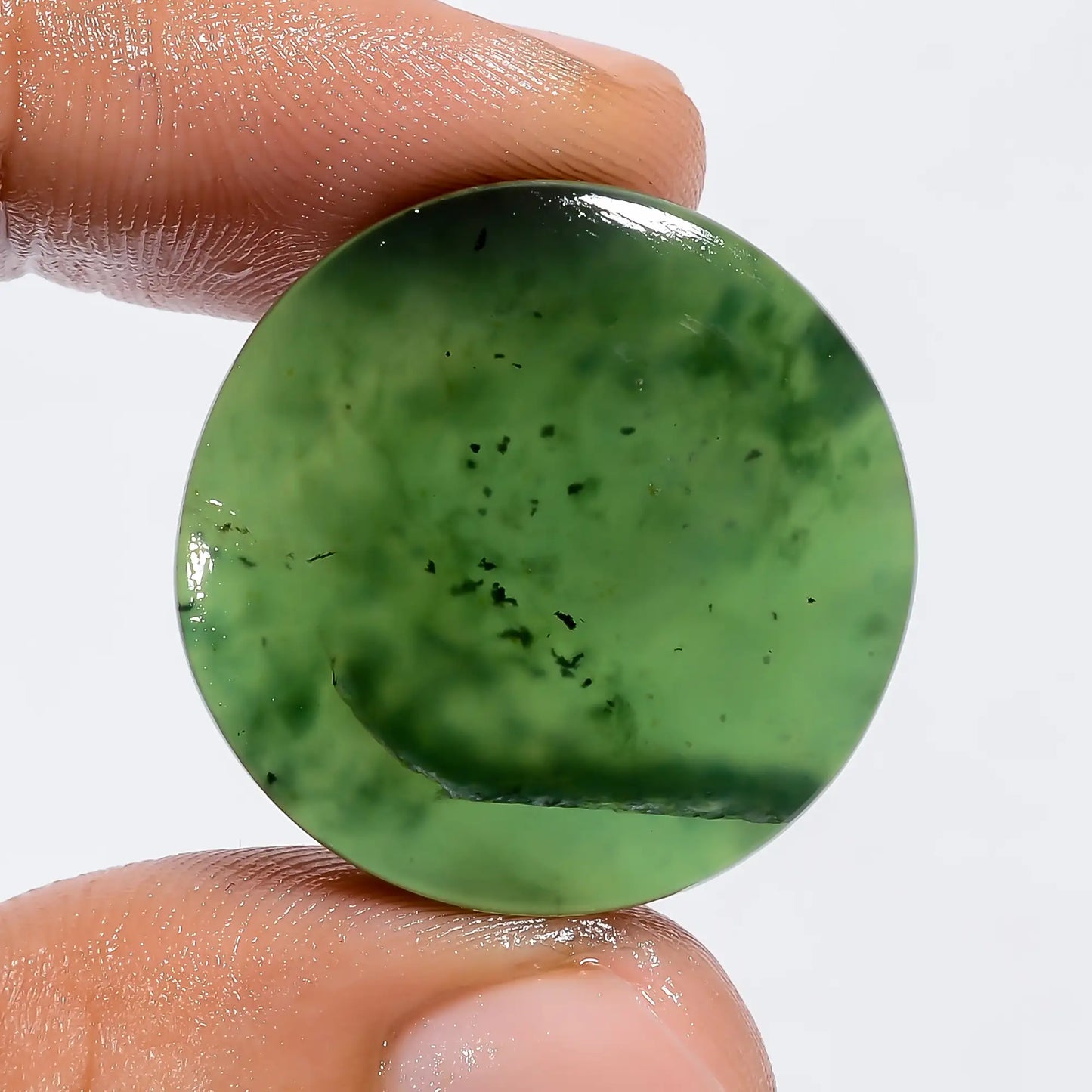 Serpentine Round Shape Cabochon Loose Gemstone Natural 31.5 Ct. 25X25X5 mm V-6208
