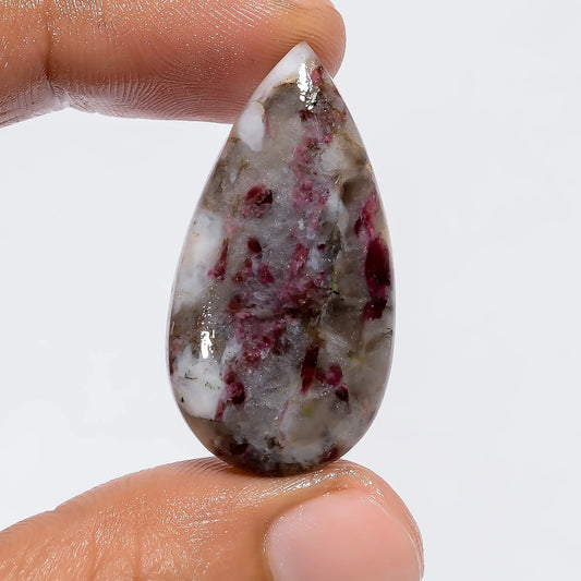 Lepidolite Pear Shape Cabochon Loose Gemstone Natural 30.5 Ct. 35X18X6 mm V-6214