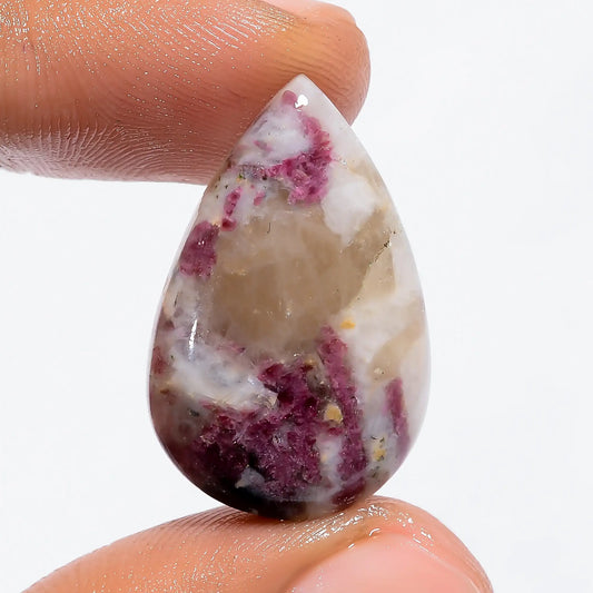 Lepidolite Pear Shape Cabochon Loose Gemstone Natural 18.5 Ct. 26X17X5 mm V-6221