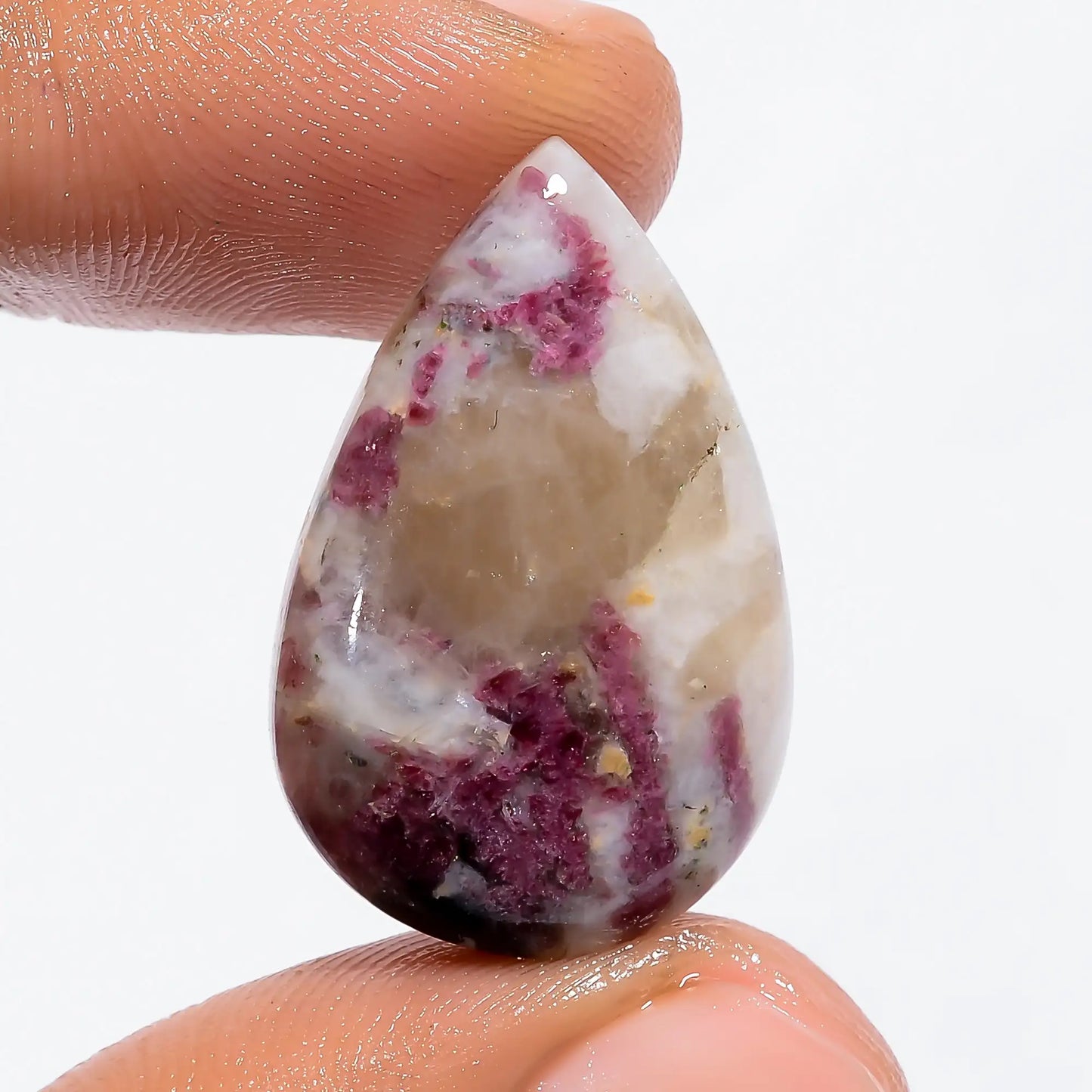 Lepidolite Pear Shape Cabochon Loose Gemstone Natural 18.5 Ct. 26X17X5 mm V-6221
