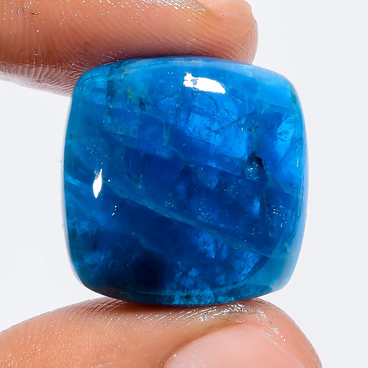 Neon Blue Apatite Cushion Shape Cabochon Loose Gemstone Natural 32 Ct. 20X20X6 mm V-6237