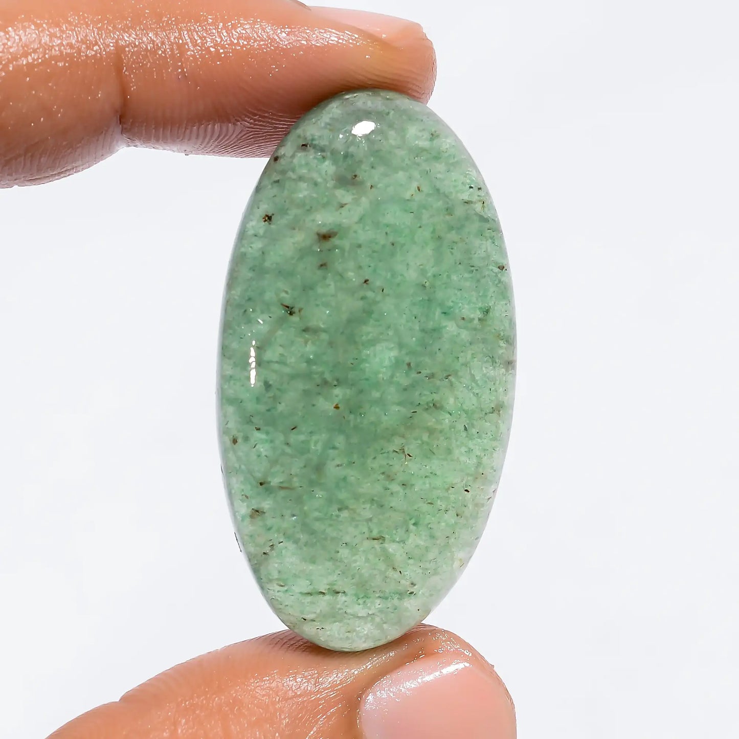 Green Aventurine Oval Shape Cabochon Loose Gemstone Natural 66 Ct. 42X22X8 mm V-6248