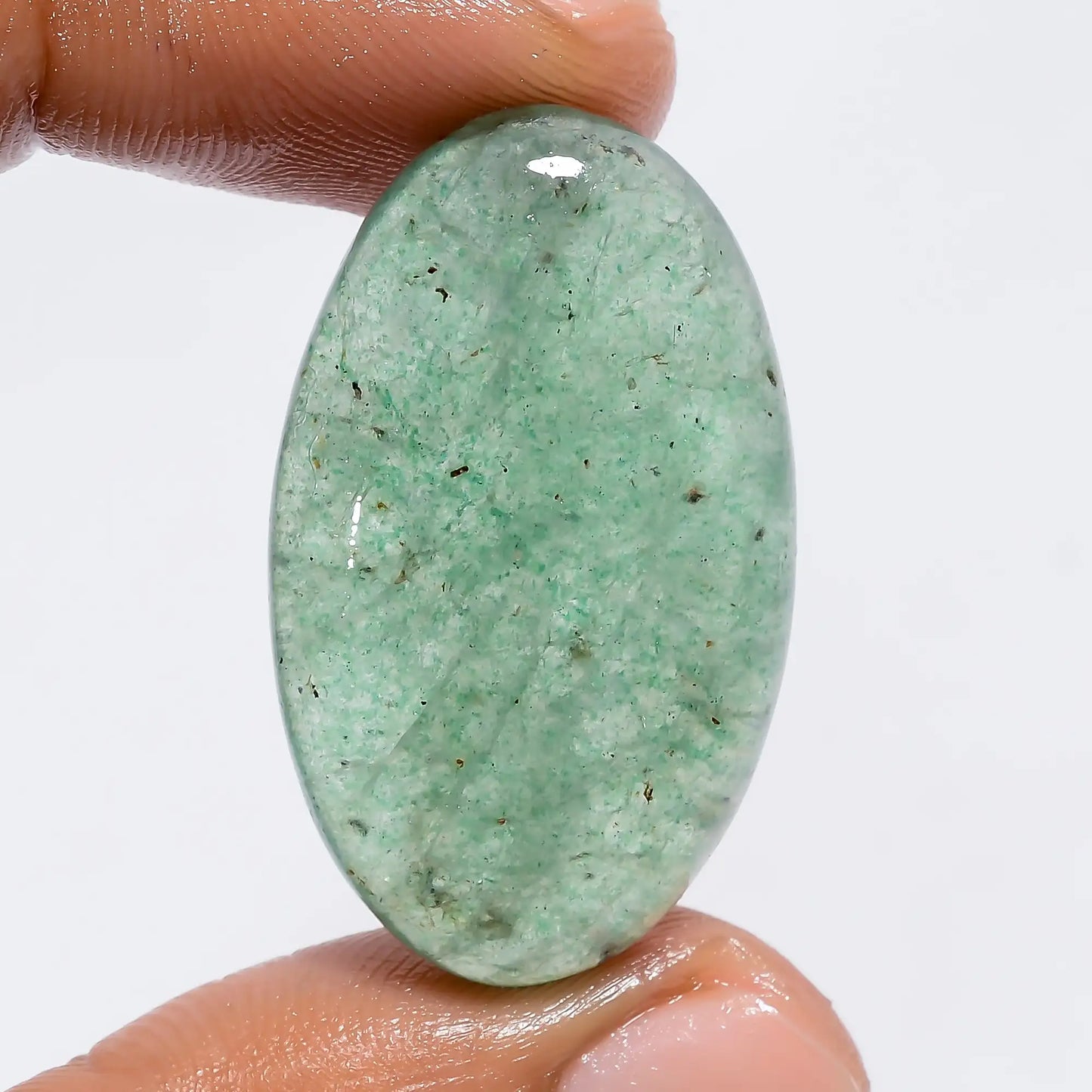 Green Aventurine Oval Shape Cabochon Loose Gemstone Natural 42 Ct. 33X20X7 mm V-6250