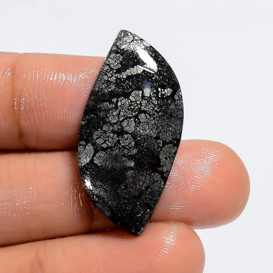 Marcasite Agate Fancy Shape Cabochon Loose Gemstone Natural 16.5 Ct. 27X15X4 mm V-6275