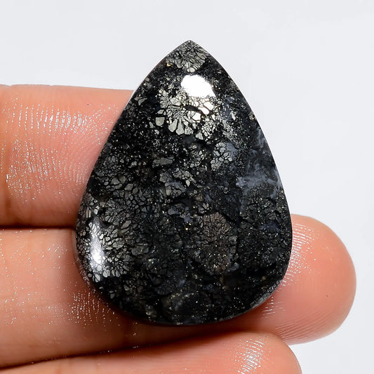 Marcasite Agate Pear Shape Cabochon Loose Gemstone Natural 41 Ct. 29X22X7 mm V-6276