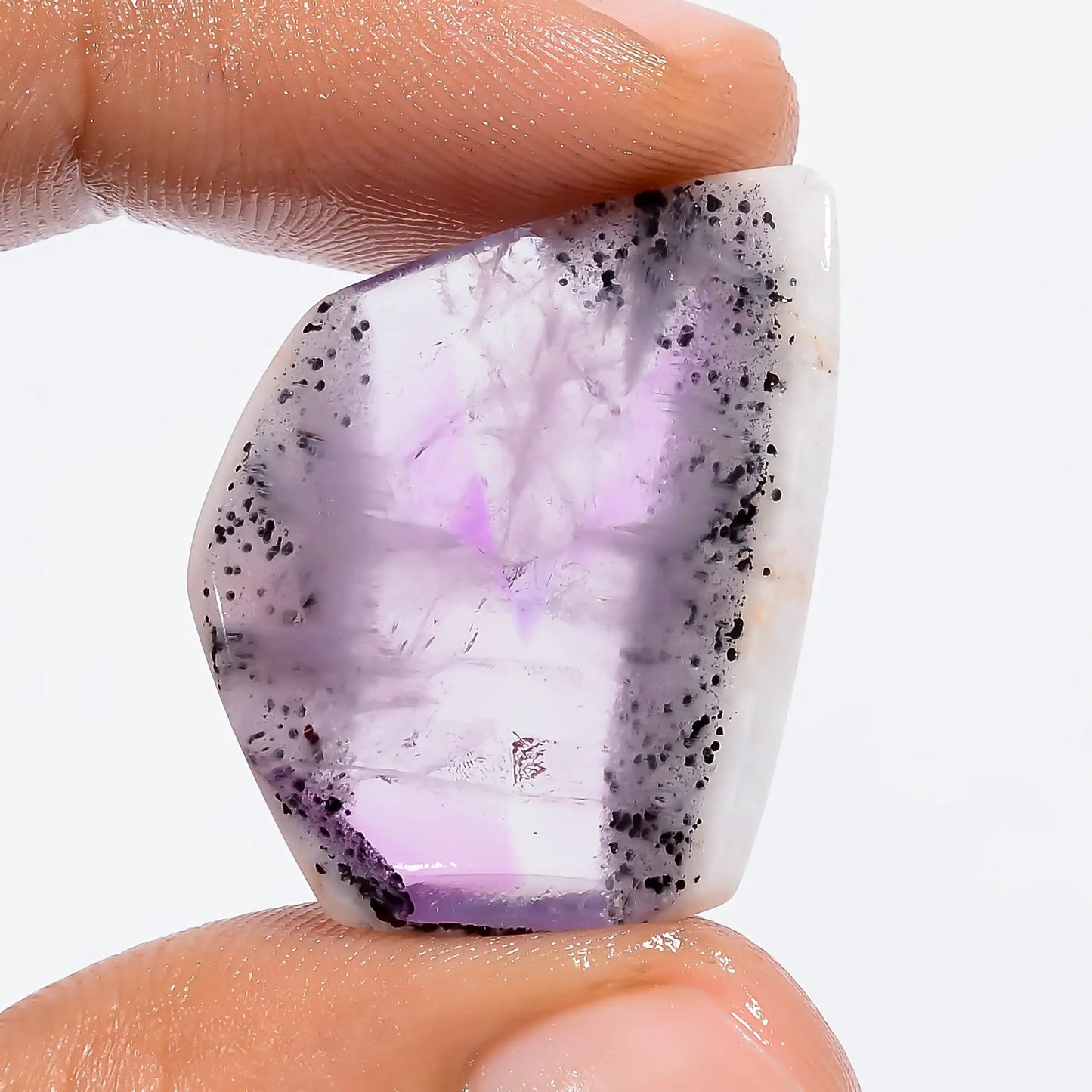 Trapiche Amethyst Fancy Shape Slice Loose Gemstone Natural 20.5 Ct. 27X21X5 mm V-6296