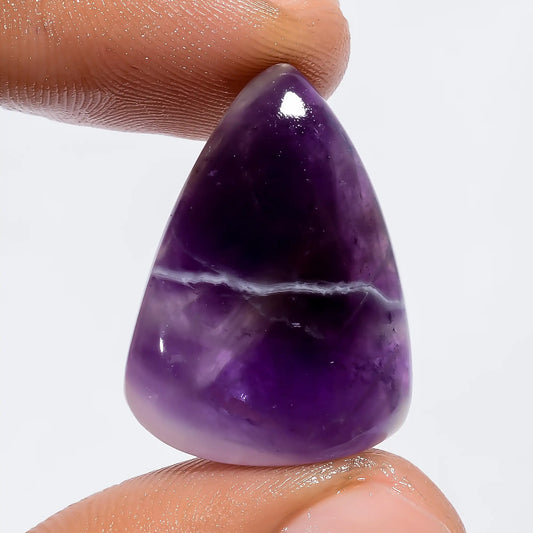 Chevron Amethyst Pear Shape Cabochon Loose Gemstone Natural 22 Ct. 26X18X5 mm V-6313