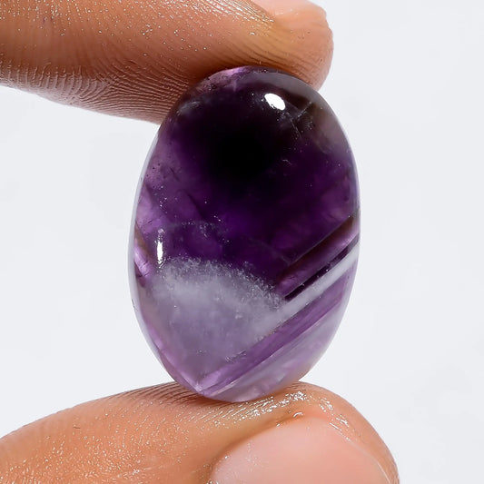 Chevron Amethyst Oval Shape Cabochon Loose Gemstone Natural 18.5 Ct. 23X15X6 mm V-6316
