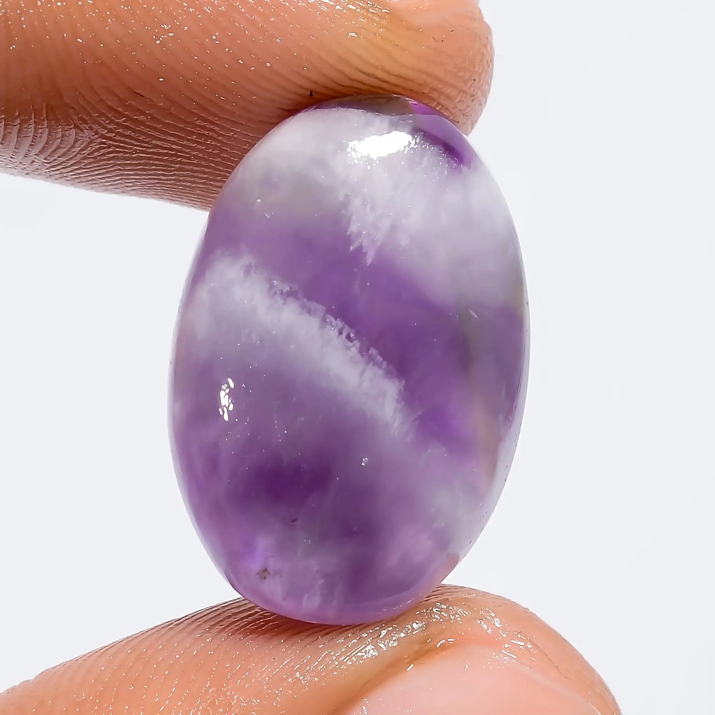 Chevron Amethyst Oval Shape Cabochon Loose Gemstone Natural 14 Ct. 20X13X5 mm V-6320
