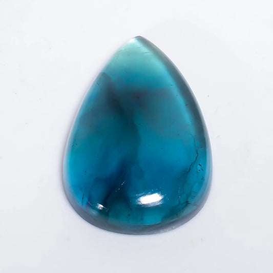 Green Fluroite Pear Shape Cabochon Loose Gemstone Natural 52 Ct. 33X22X7 mm V-6321