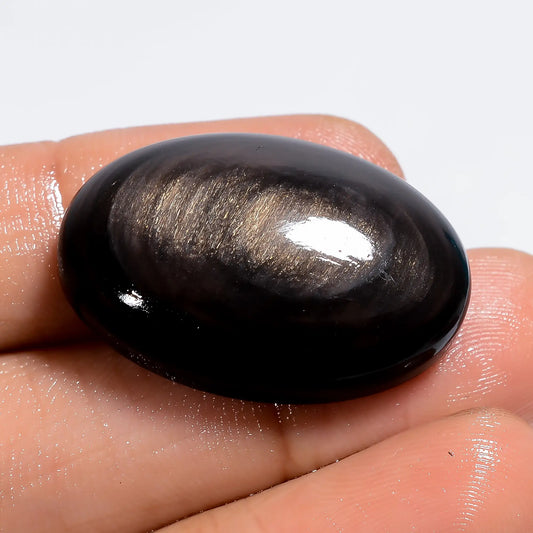 Golden Rainbow Obsidian Oval Shape Cabochon Loose Gemstone Natural 28.5 Ct. 28X18X7 mm V-6357
