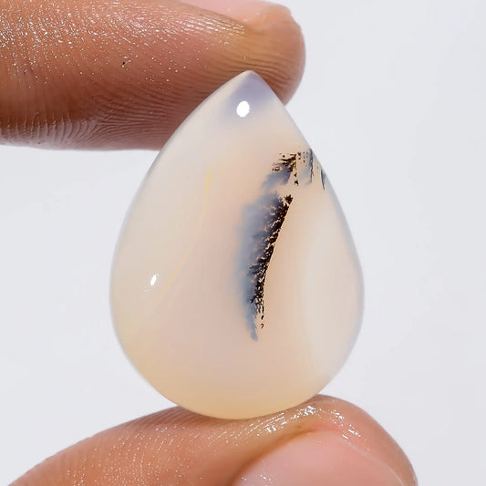 Dendrite Shajar Agate Pear Shape Cabochon Loose Gemstone Natural 21 Ct. 24X18X7 mm V-6370