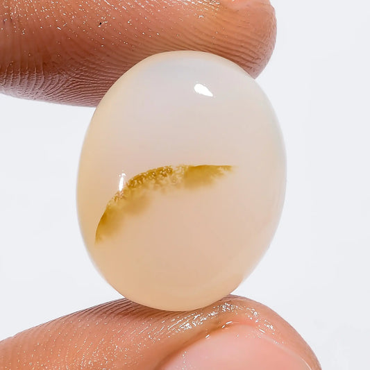 Dendrite Shajar Agate Oval Shape Cabochon Loose Gemstone Natural 15.5 Ct. 19X15X7 mm V-6377
