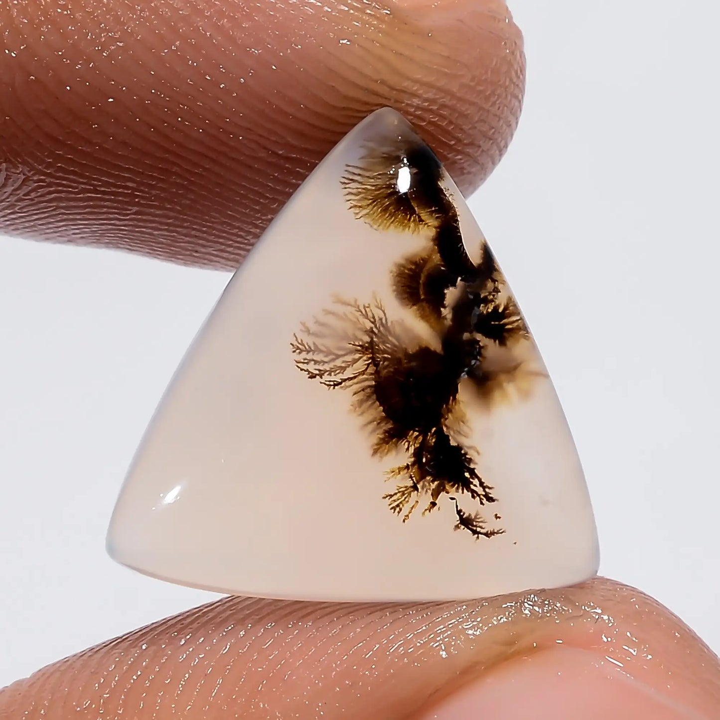 Dendrite Shajar Agate Triangle Shape Cabochon Loose Gemstone Natural 7 Ct. 15X15X4 mm V-6386