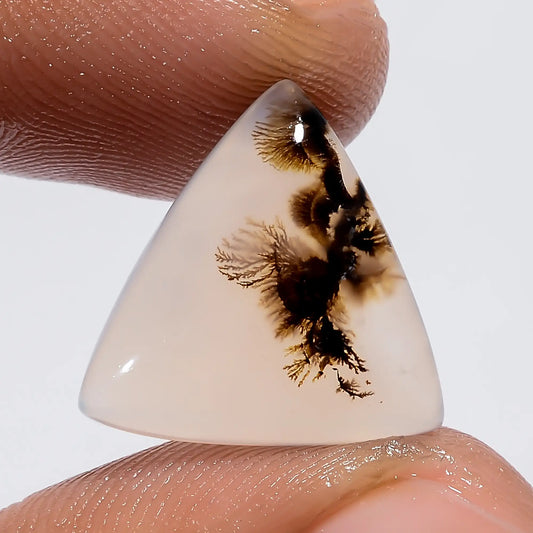 Dendrite Shajar Agate Triangle Shape Cabochon Loose Gemstone Natural 7 Ct. 15X15X4 mm V-6386