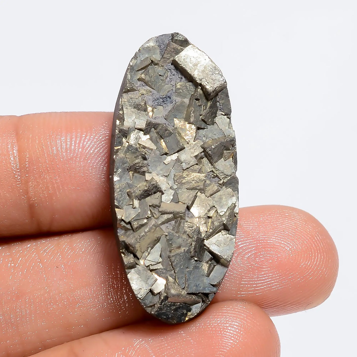 Pyrite Pear Shape Druzy Loose Gemstone Natural 62 Ct. 34X15X7 mm V-6396