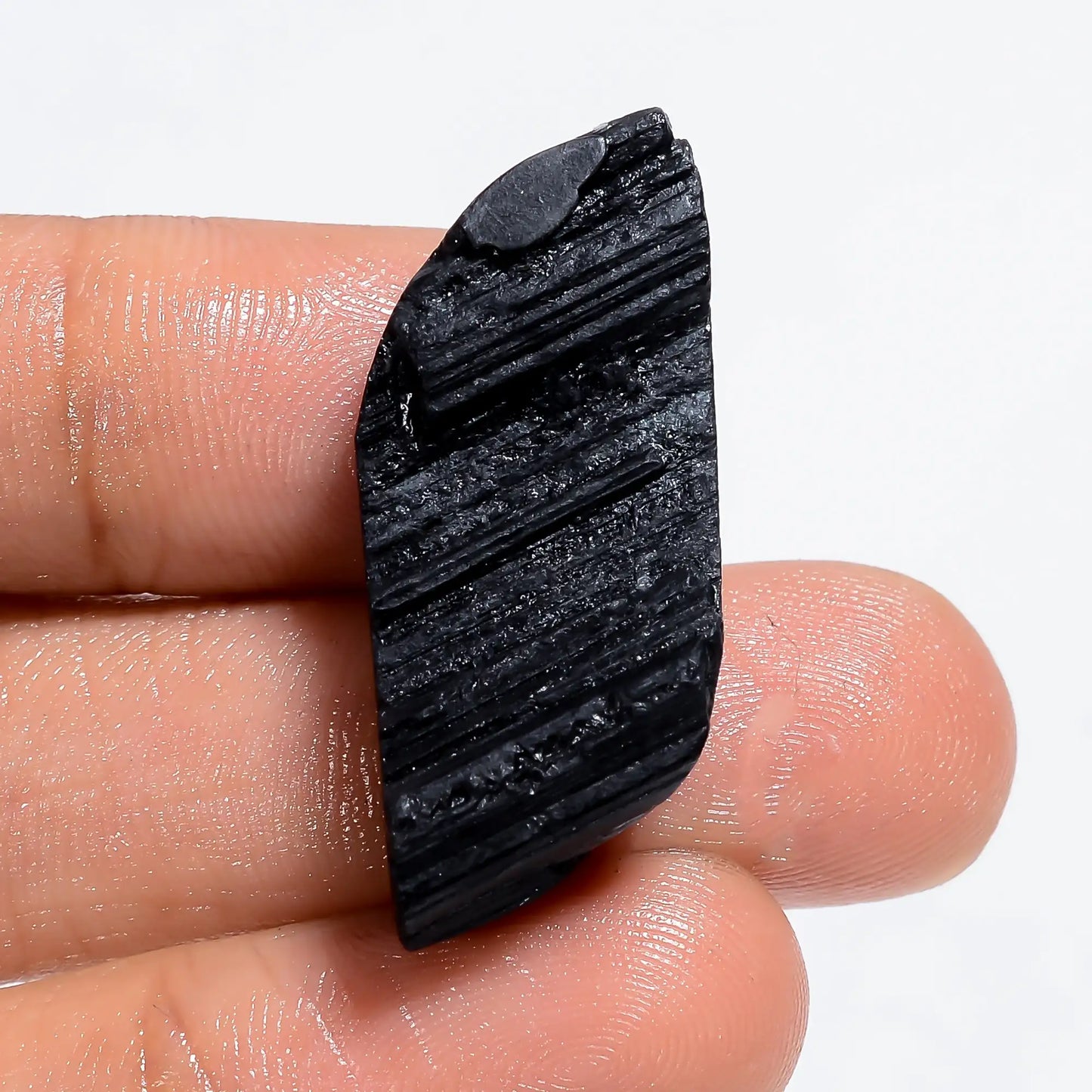 Black Tourmaline Druzy Fancy Shape Cabochon Loose Gemstone Natural 33.5 Ct. 32X14X9 mm V-6402