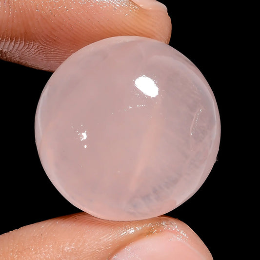 Rose Quartz Round Shape Cabochon Loose Gemstone Natural 35 Ct. 21X21X10 mm V-6441