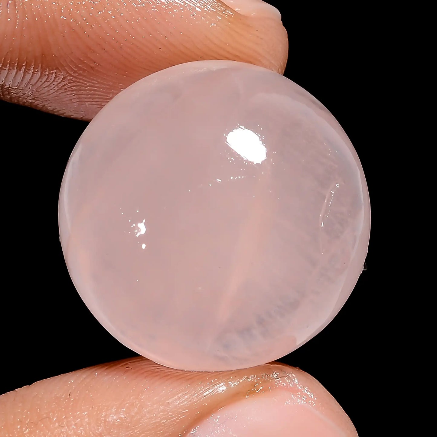 Rose Quartz Round Shape Cabochon Loose Gemstone Natural 35 Ct. 21X21X10 mm V-6441