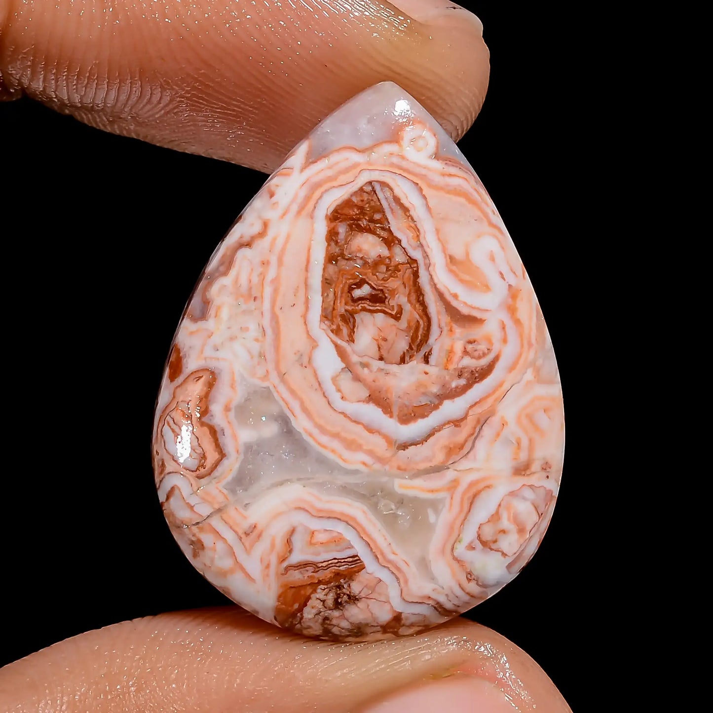 Rosita Jasper Pear Shape Cabochon Loose Gemstone Natural 22.5 Ct. 28X20X5 mm V-6507