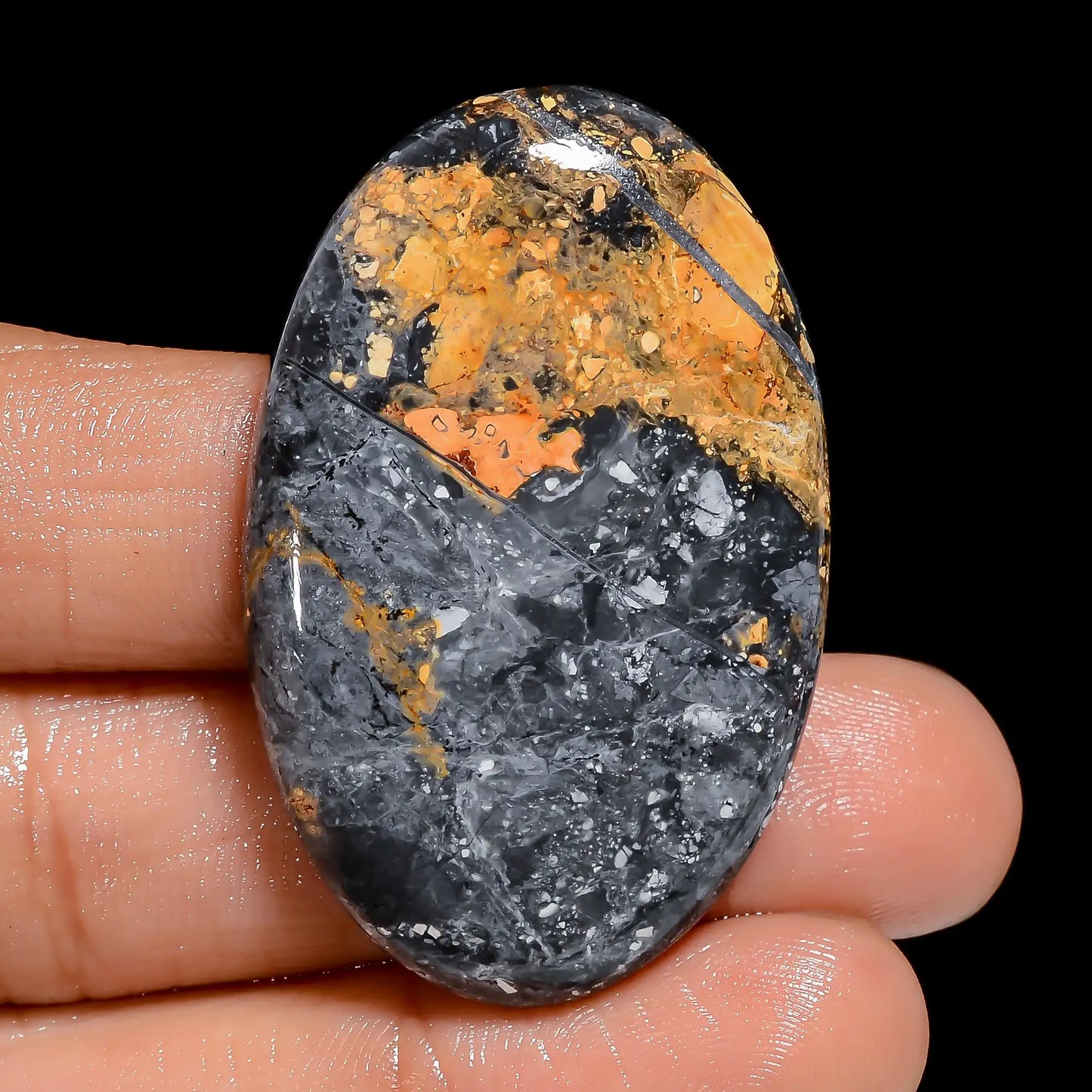 Maligano Jasper Oval Shape Cabochon Loose Gemstone Natural 61.5 Ct. 43X27X5 mm V-6545