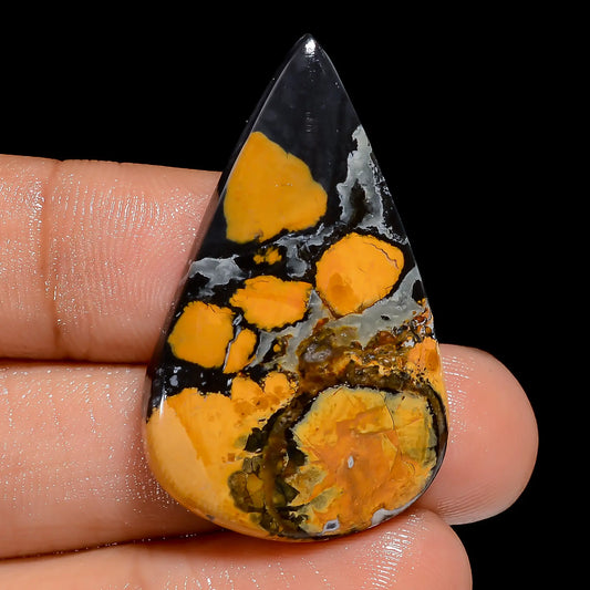 Maligano Jasper Pear Shape Cabochon Loose Gemstone Natural 33.5 Ct. 36X22X5 mm V-6548