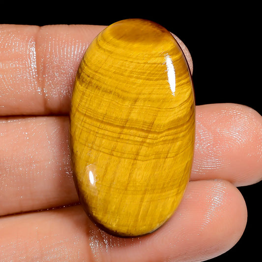 Tiger Eye Oval Shape Cabochon Loose Gemstone Natural 35 Ct. 34X19X5 mm V-6554