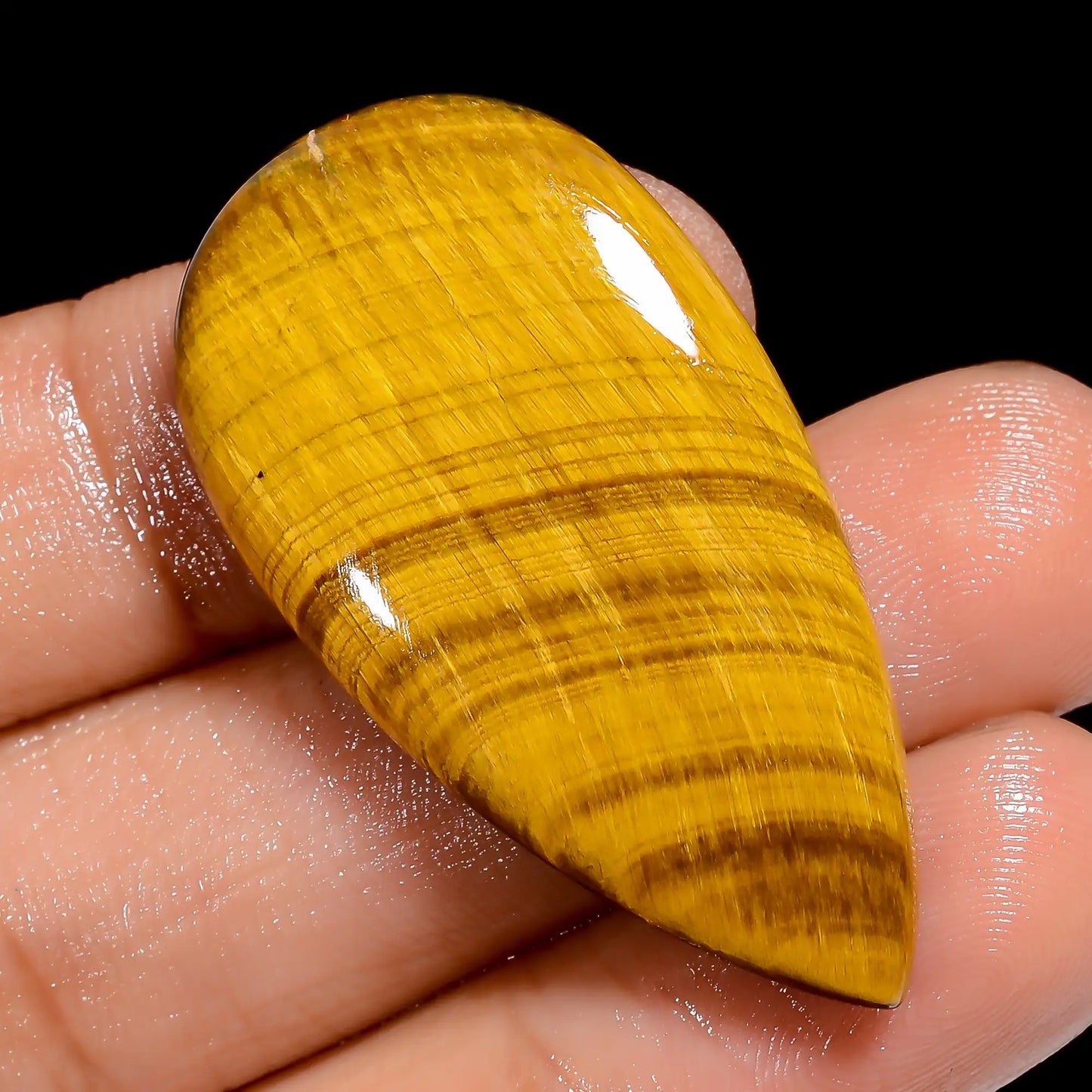 Tiger Eye Pear Shape Cabochon Loose Gemstone Natural 32.5 Ct. 37X20X4 mm V-6563