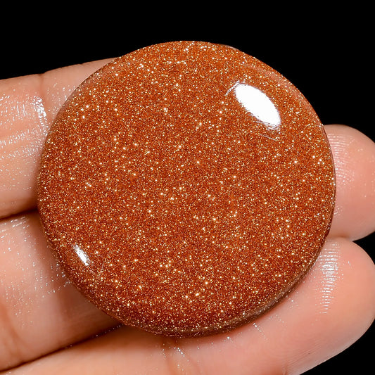 Golden Sandstone Round Shape Cabochon Loose Gemstone 47 Ct. 31X31X5 mm V-6571