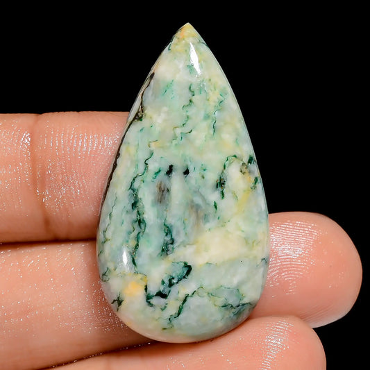 Mariposite Pear Shape Cabochon Loose Gemstone Natural 41.5 Ct. 35X19X6 mm V-6590