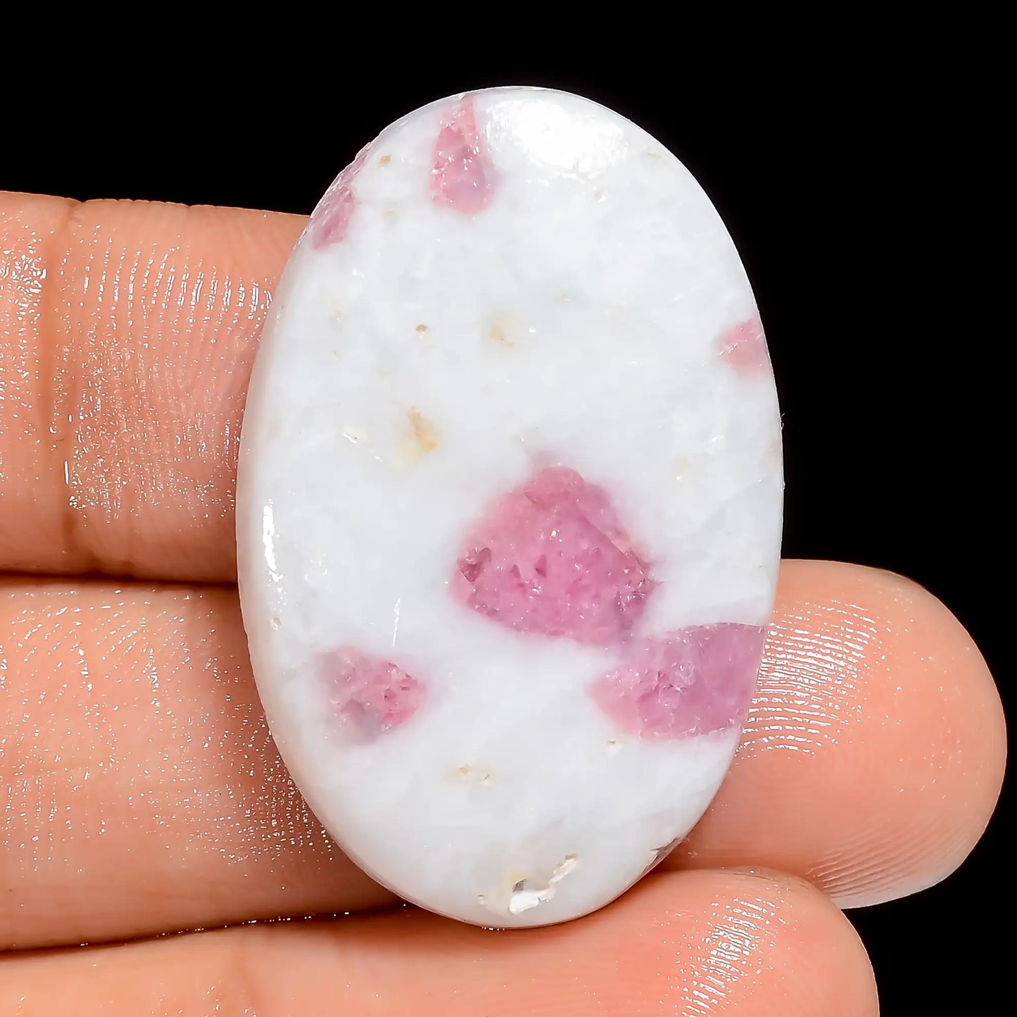 Pink Tourmaline Quartz Oval Shape Cabochon Loose Gemstone Natural 33.5 Ct. 31X20X4 mm V-6647