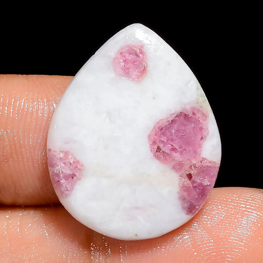 Pink Tourmaline Quartz Pear Shape Cabochon Loose Gemstone Natural 14 Ct. 23X19X3 mm V-6648