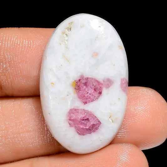 Pink Tourmaline Quartz Oval Shape Cabochon Loose Gemstone Natural 25.5 Ct. 29X19X5 mm V-6655
