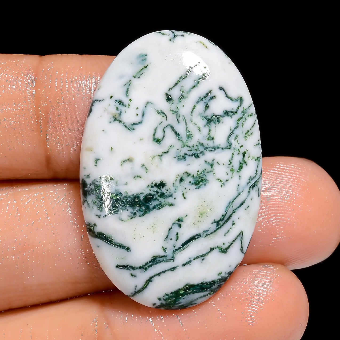 Tree Agate Oval Shape Cabochon Loose Gemstone Natural 27.5 Ct. 32X20X4 mm V-6664