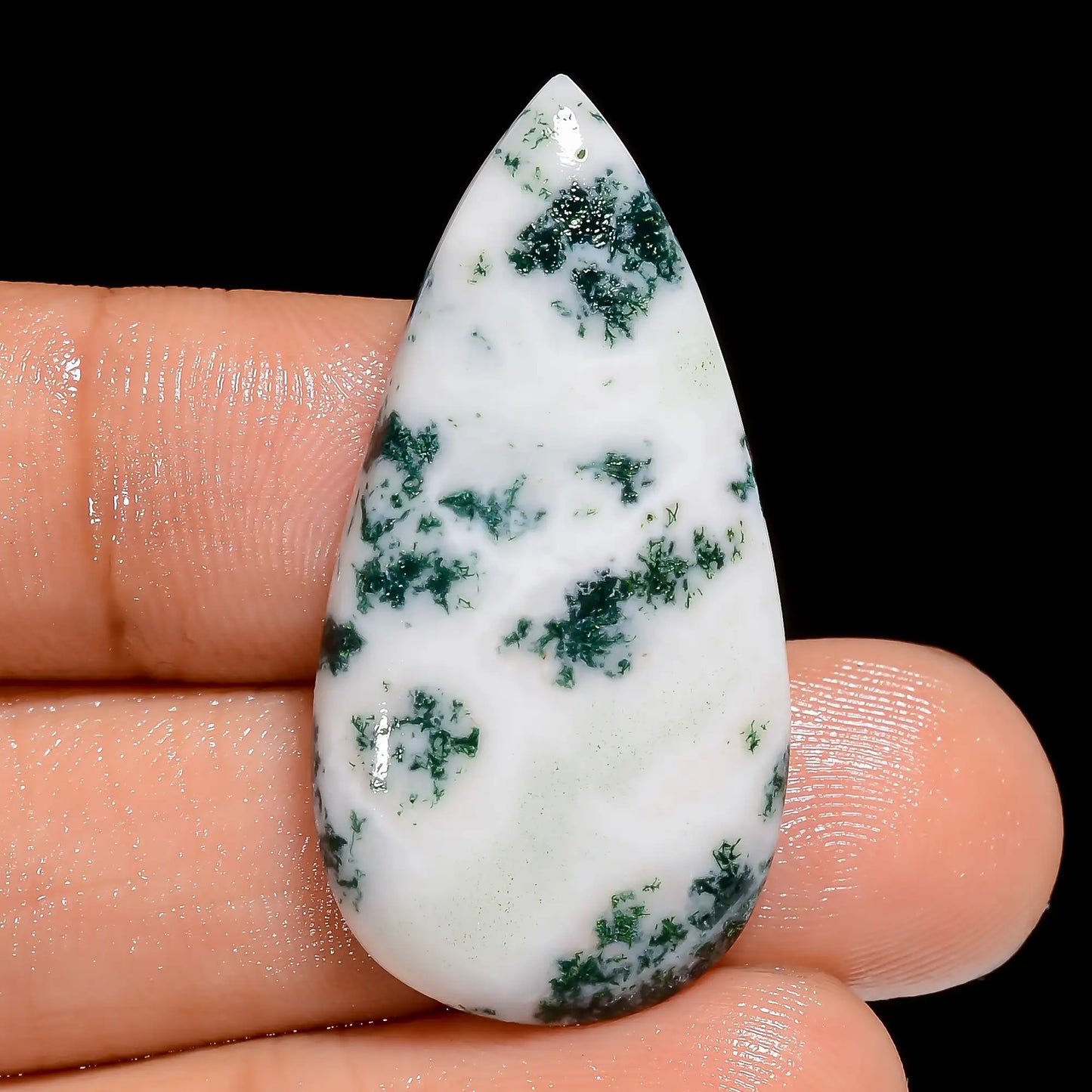 Tree Agate Pear Shape Cabochon Loose Gemstone Natural 21 Ct. 33X17X4 mm V-6667