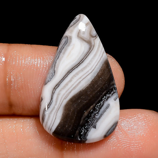 Zebra Jasper Pear Shape Cabochon Loose Gemstone Natural 14 Ct. 26X15X3 mm V-6680