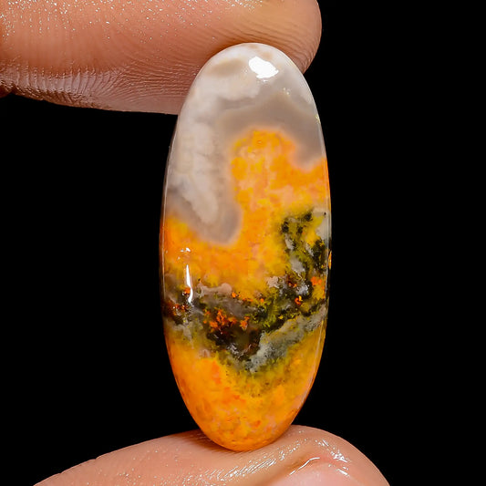 Awesome Top Grade Quality 100% Natural Bumble Bee Jasper Oval Shape Cabochon Loose Gemstone For Making Jewelry 17.5 Ct. 29X12X4 mm V-6689