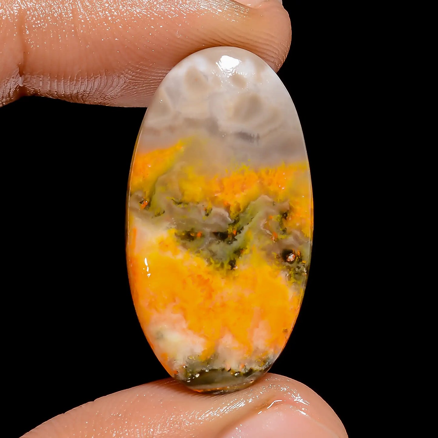 Bumble Bee Jasper Oval Shape Cabochon Loose Gemstone Natural 20 Ct. 29X15X3 mm V-6691