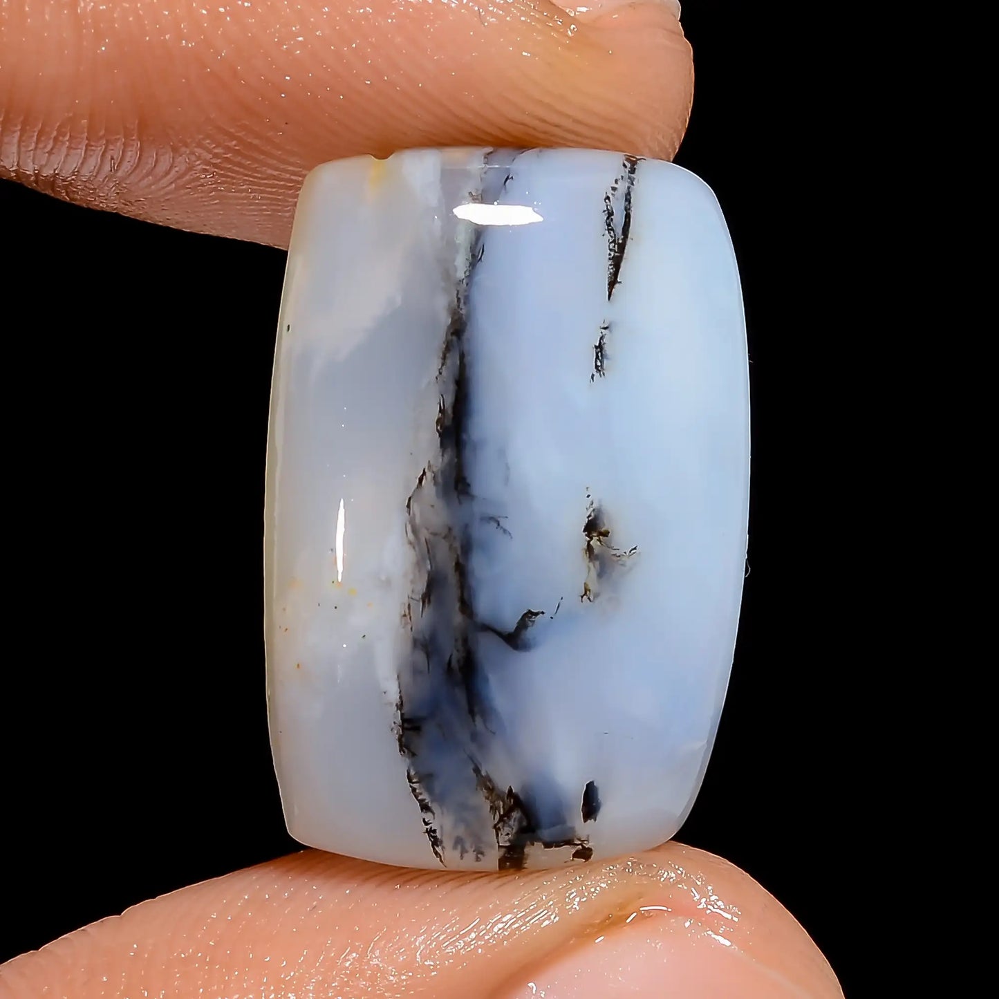 Dendrite Opal Radiant Shape Cabochon Loose Gemstone Natural 15.5 Ct. 21X14X5 mm V-6707