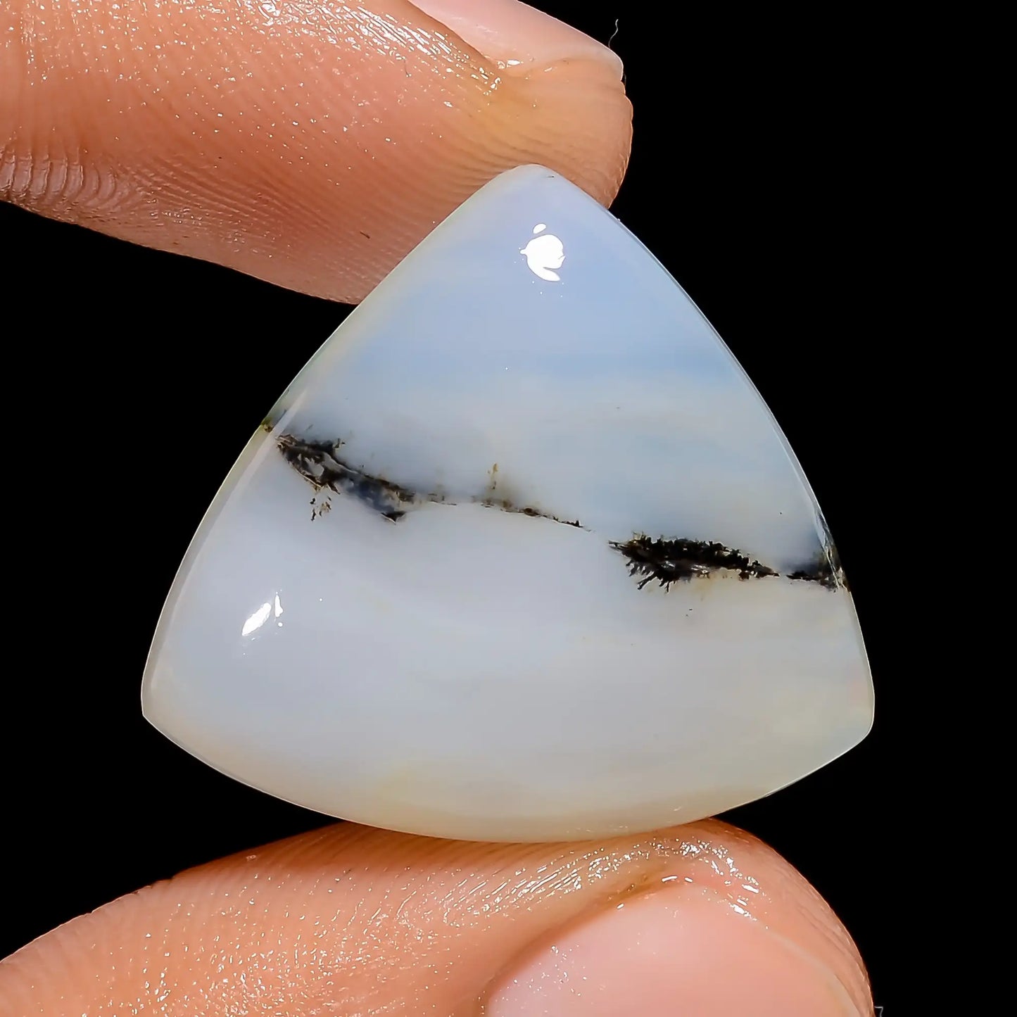 Dendrite Opal Trillion Shape Cabochon Loose Gemstone Natural 19 Ct. 20X23X6 mm V-6710