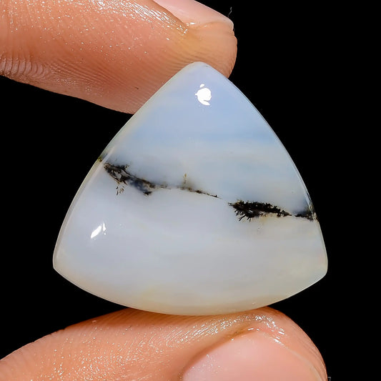 Dendrite Opal Trillion Shape Cabochon Loose Gemstone Natural 19 Ct. 20X23X6 mm V-6710
