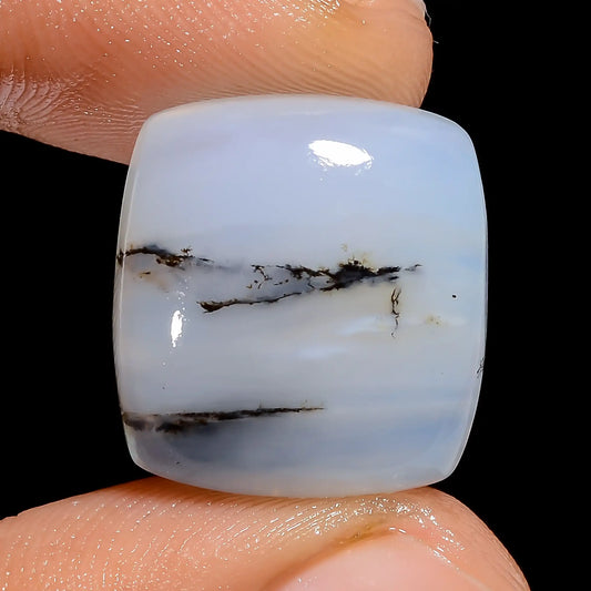 Dendrite Opal Cushion Shape Cabochon Loose Gemstone Natural 14 Ct. 16X15X6 mm V-6711