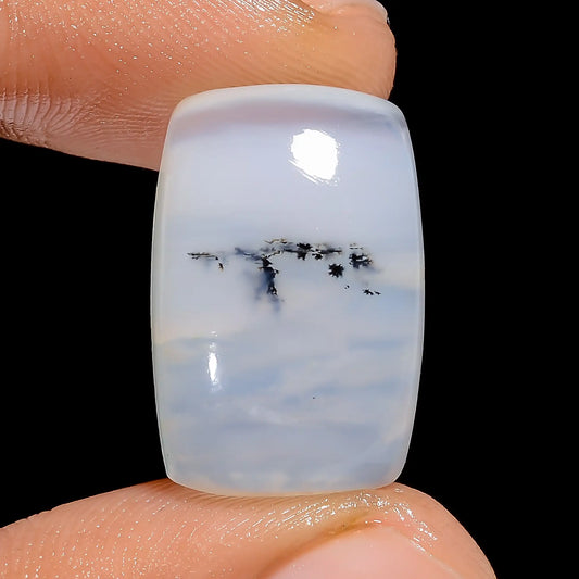 Dendrite Opal Radiant Shape Cabochon Loose Gemstone Natural 15.5 Ct. 19X13X6 mm V-6712