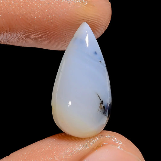 Dendrite Opal Pear Shape Cabochon Loose Gemstone Natural 6.5 Ct. 19X9X5 mm V-6714